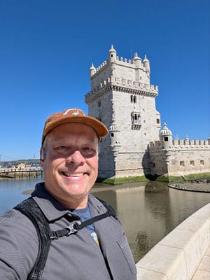 A selfie of Bill Rand at the Belém Tower in Lisbon, Portugal