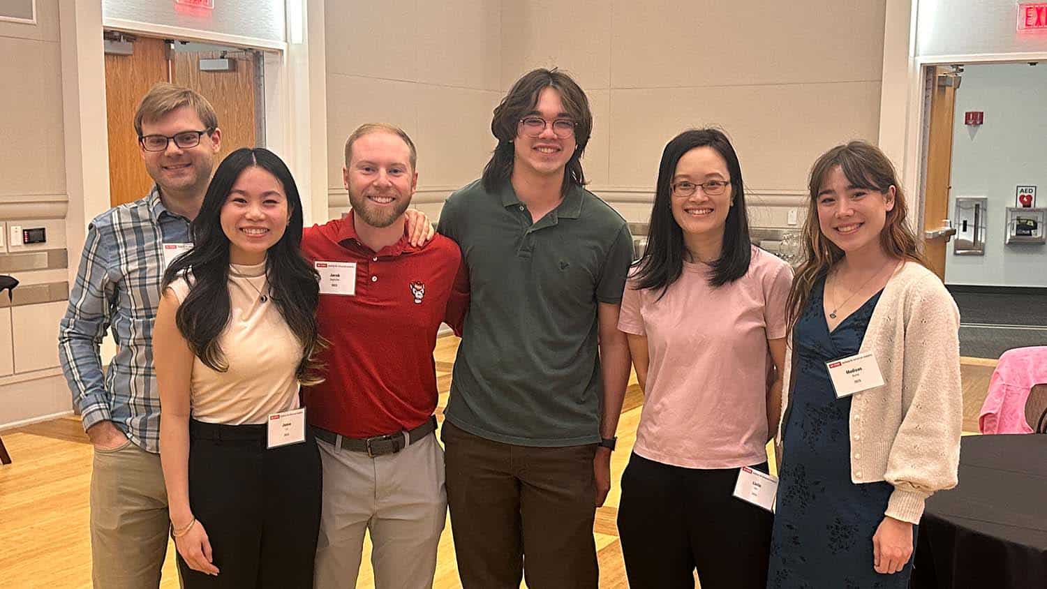Marc '14, Jamie '25, Jacob '25, Alex '25, Linlin '25 and Madison '25 at the Institute for Advanced Analytics Alumni Summit in April 2026